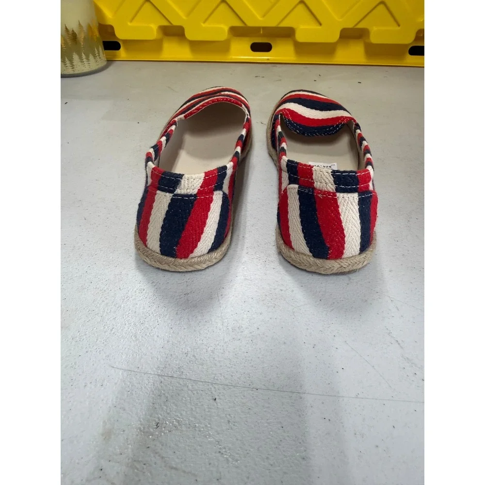 American Eagle Women Red White Blue Striped Espadrille Flats Shoes Size 8 152160